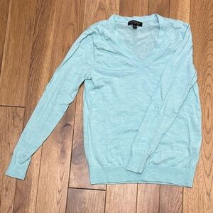 Banana Republic 100% Merino Wool Sky Blue V-Neck Sweater